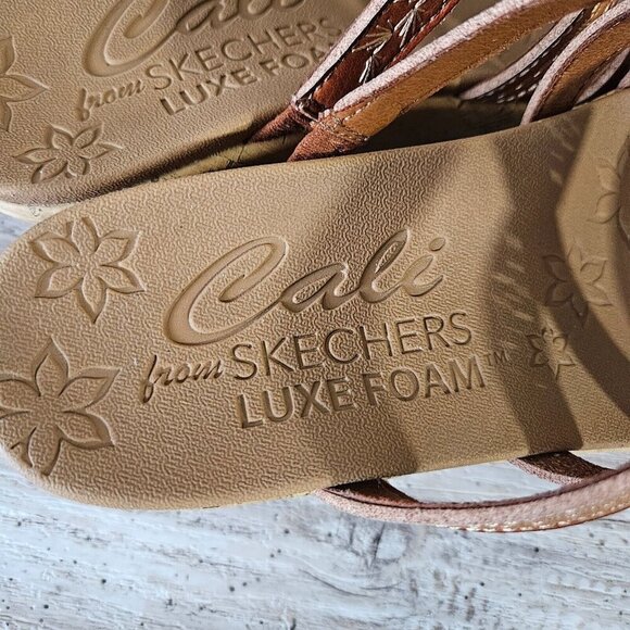 Skechers Tiger Posse Luggage Slide Cork Wedge Vegan Strappy Sandals Beverlee 8 - Picture 4 of 15